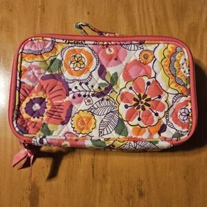 Vera Bradley Floral Quilted‎ Cosmetic Case & Pouch Set Pink Orange Travel
